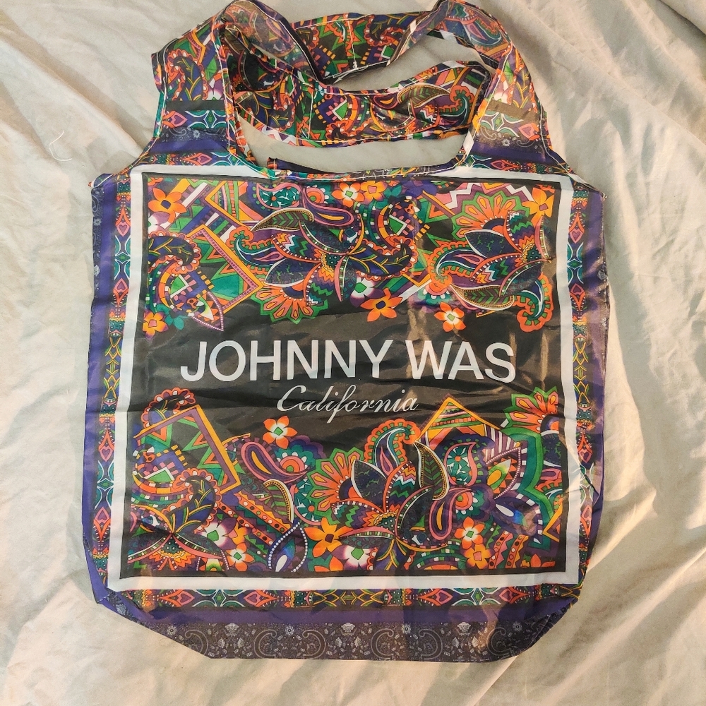 Johnny Was California Reusable Tote Shopping Bag Floral Packable Foldable NWOT